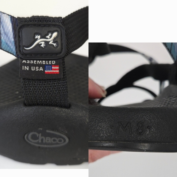 Chaco Blue & White Striped Z/2 Classic Strap Sandals by Artist Sarah Uhl- Men 8 - Picture 8 of 8